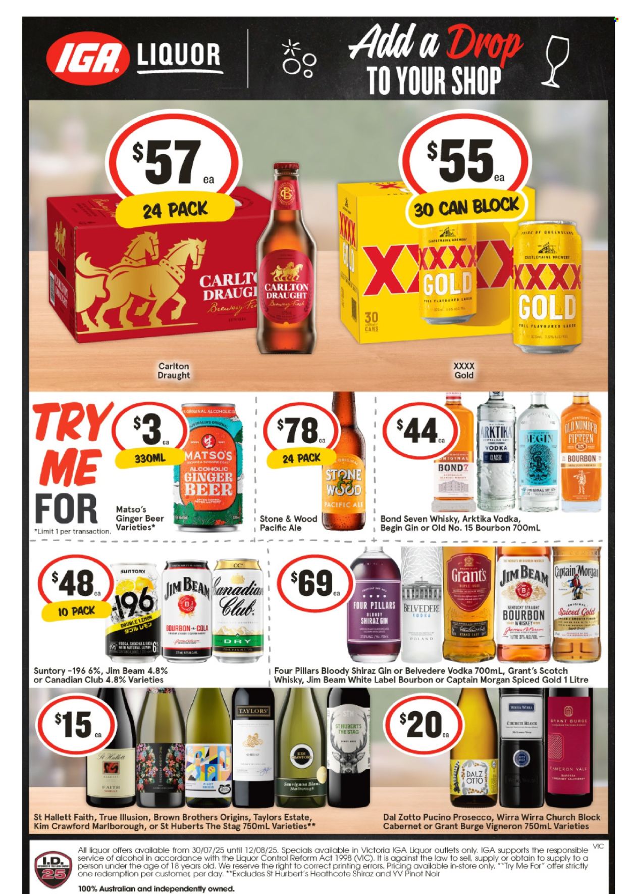 IGA LIQUOR catalogue - 30 Jul 2025 - 5 Aug 2025. Page 1