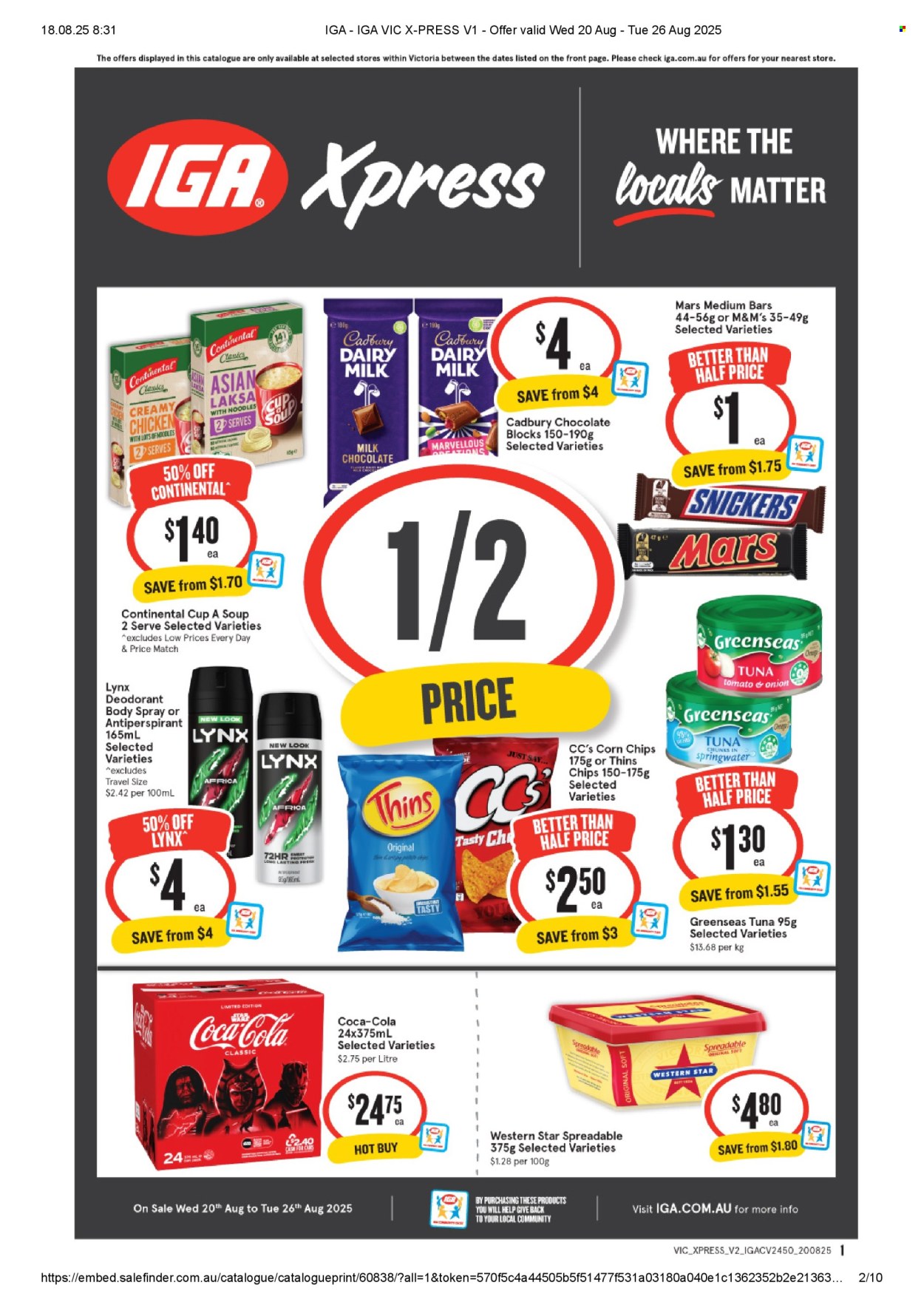 IGA Xpress catalogue - 20 Aug 2025 - 26 Aug 2025. Page 1