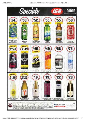 IGA LIQUOR Catalogue - 24 Sep 2025 - 30 Sep 2025.
