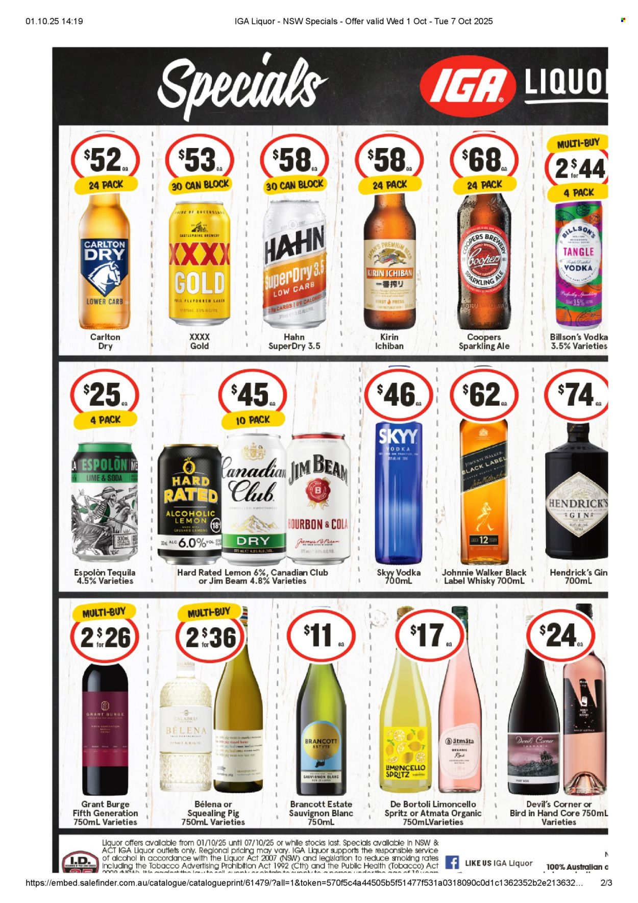 IGA LIQUOR catalogue - 1 Oct 2025 - 7 Oct 2025. Page 1