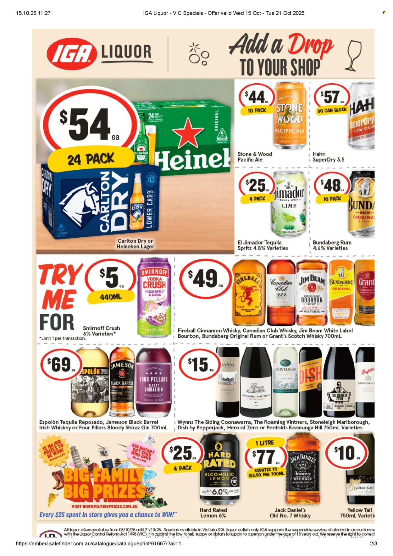 IGA LIQUOR catalogue - 15 Oct 2025 - 21 Oct 2025. Page 1