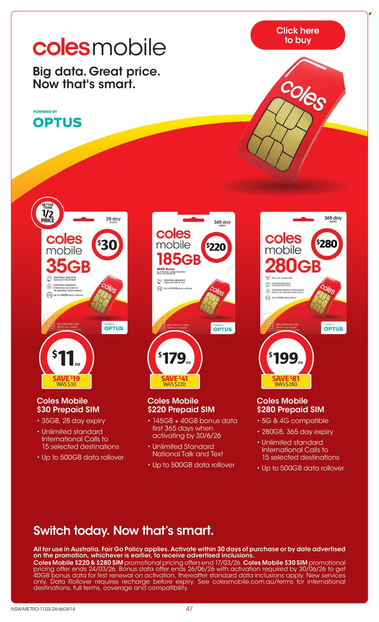 Coles catalogue - 11 Mar 2026 - 17 Mar 2026. Page 47