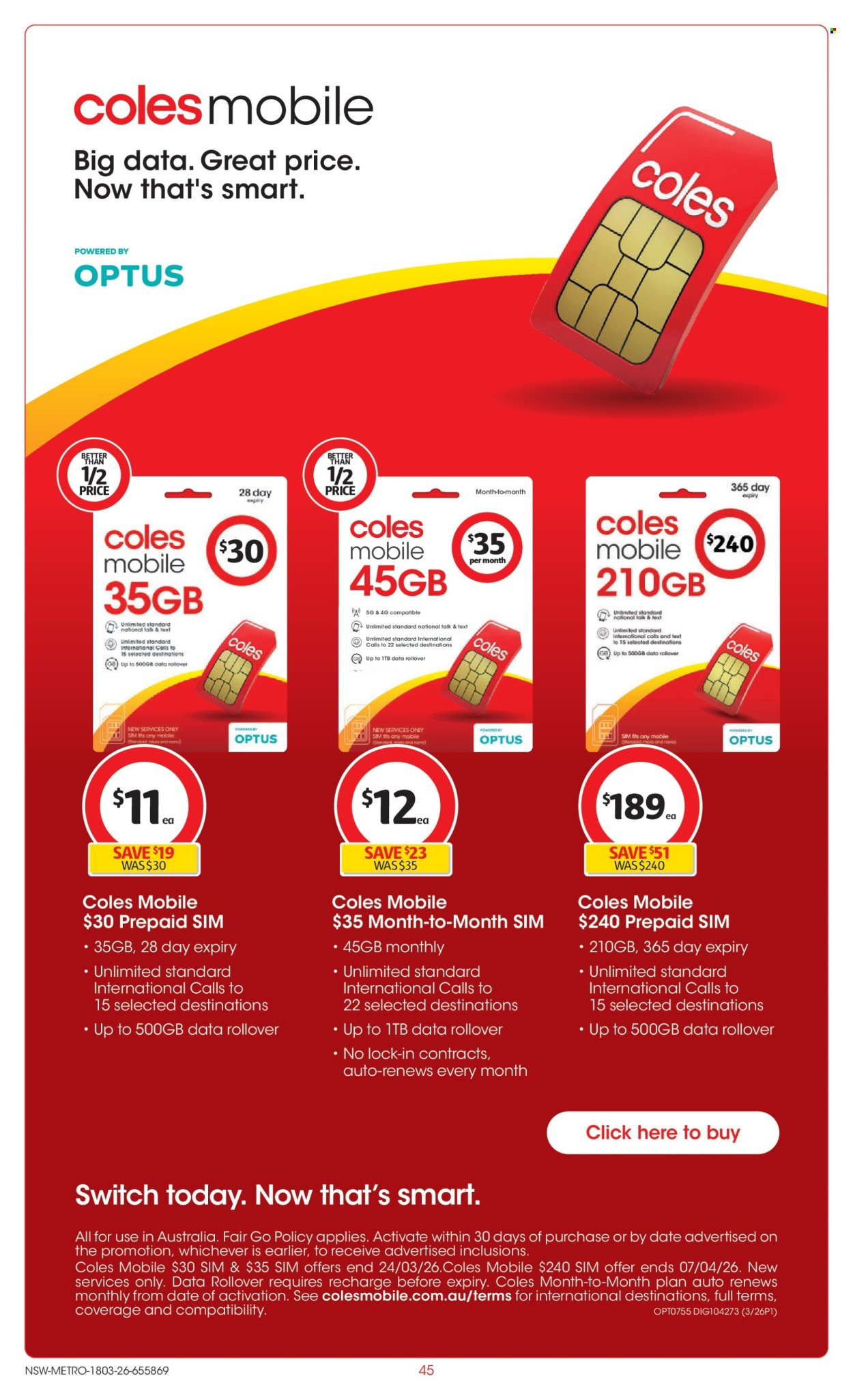 Coles catalogue - 18 Mar 2026 - 24 Mar 2026. Page 45