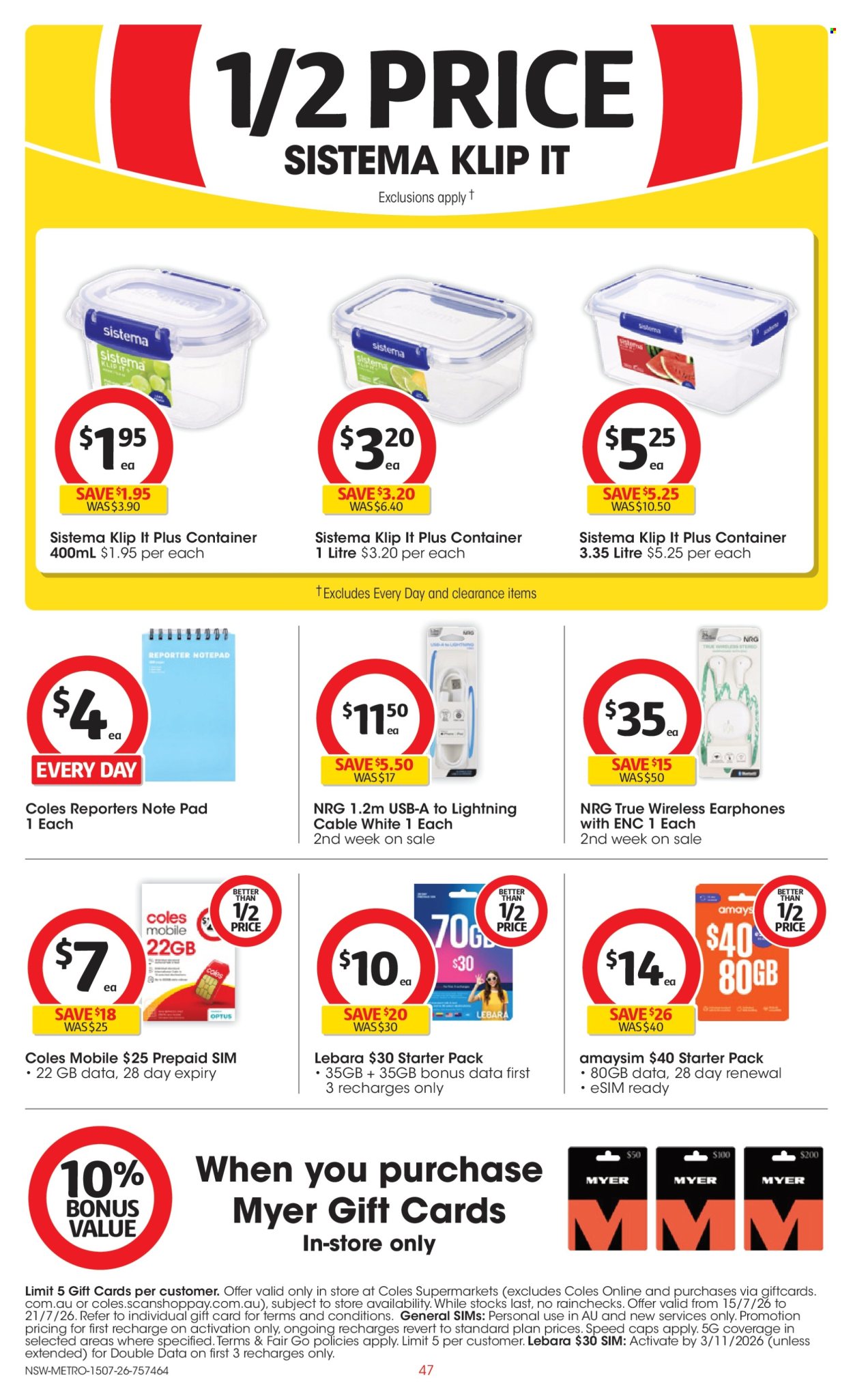 Coles catalogue - 15 Jul 2026 - 21 Jul 2026. Page 47