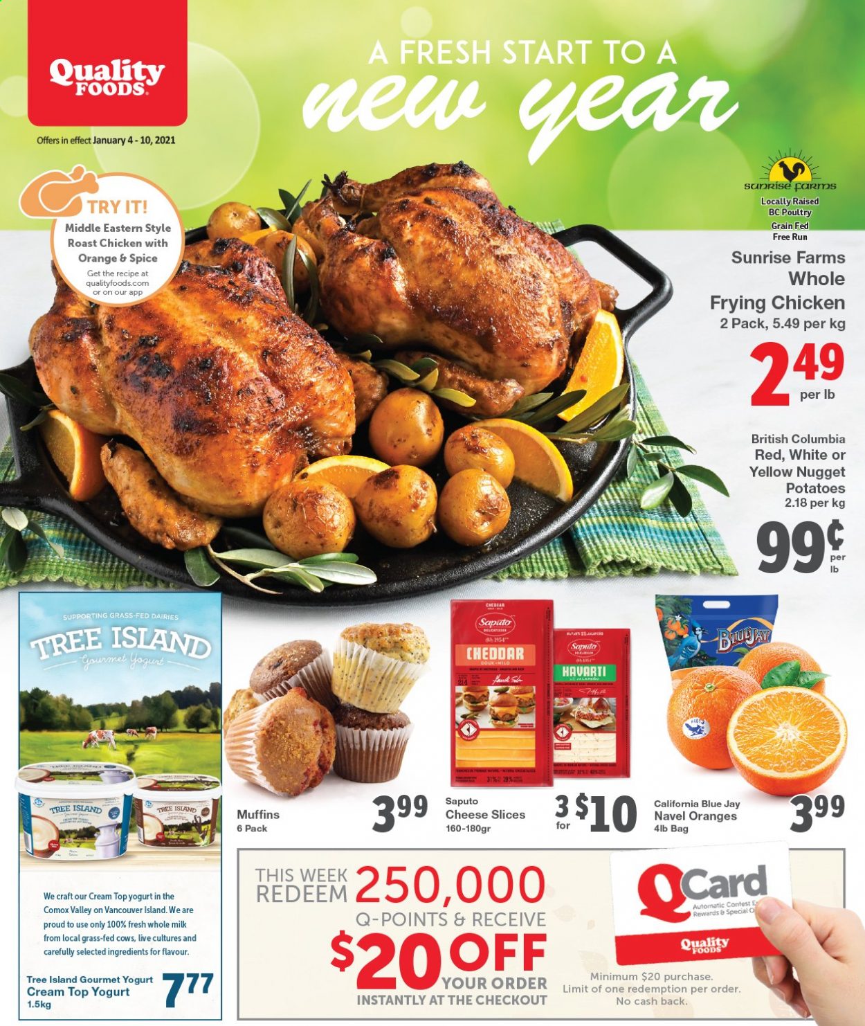 Circulaire Quality Foods - 04 Janvier 2021 - 10 Janvier 2021 - Produits soldés - oranges, Columbia. Page 1.