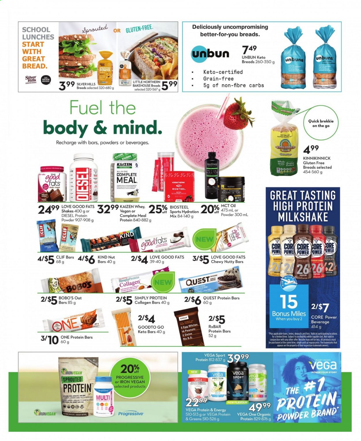 thumbnail - Sobeys Flyer - January 07, 2021 - February 10, 2021 - Sales products - bread, milkshake, Core Power, shake, eggs, chocolate chips, sea salt, protein bar, peanuts, Hill's, whey protein. Page 3.