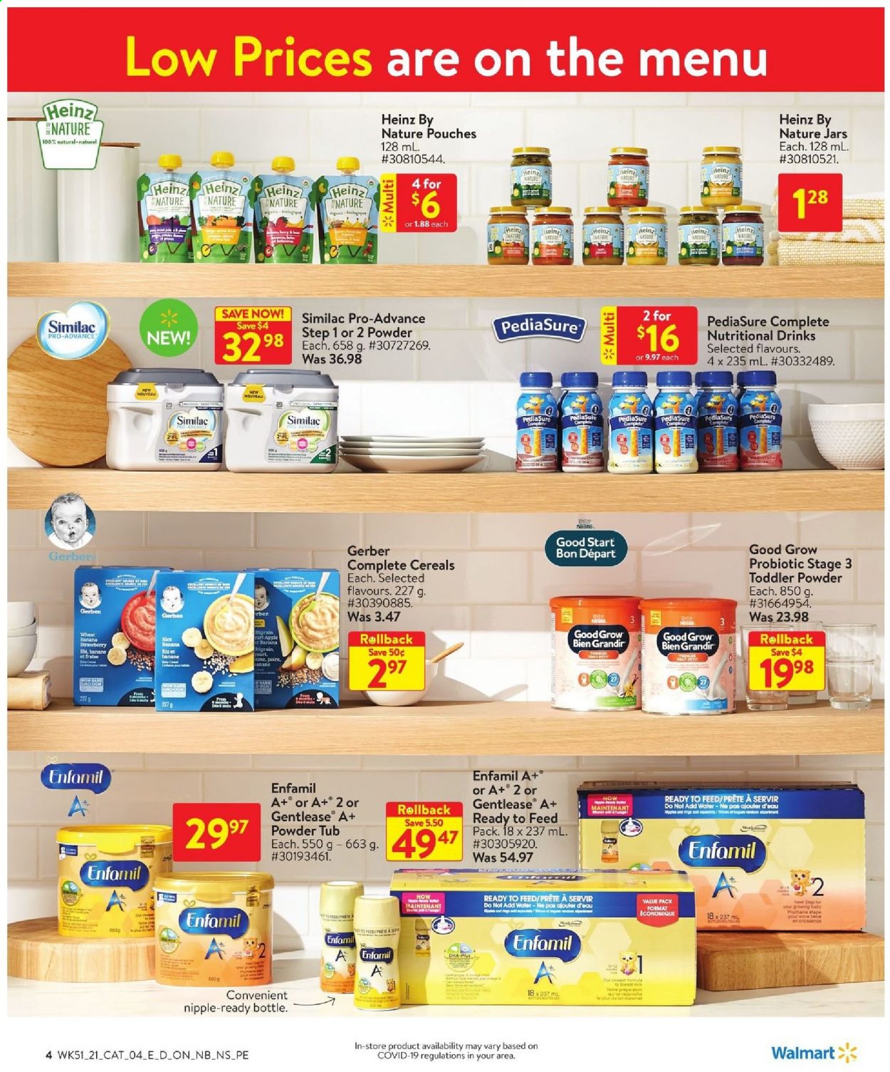thumbnail - Walmart Flyer - January 14, 2021 - January 27, 2021 - Sales products - Apple, Gerber, Heinz, cereals, rice, Enfamil, Similac, mop, jar. Page 4.