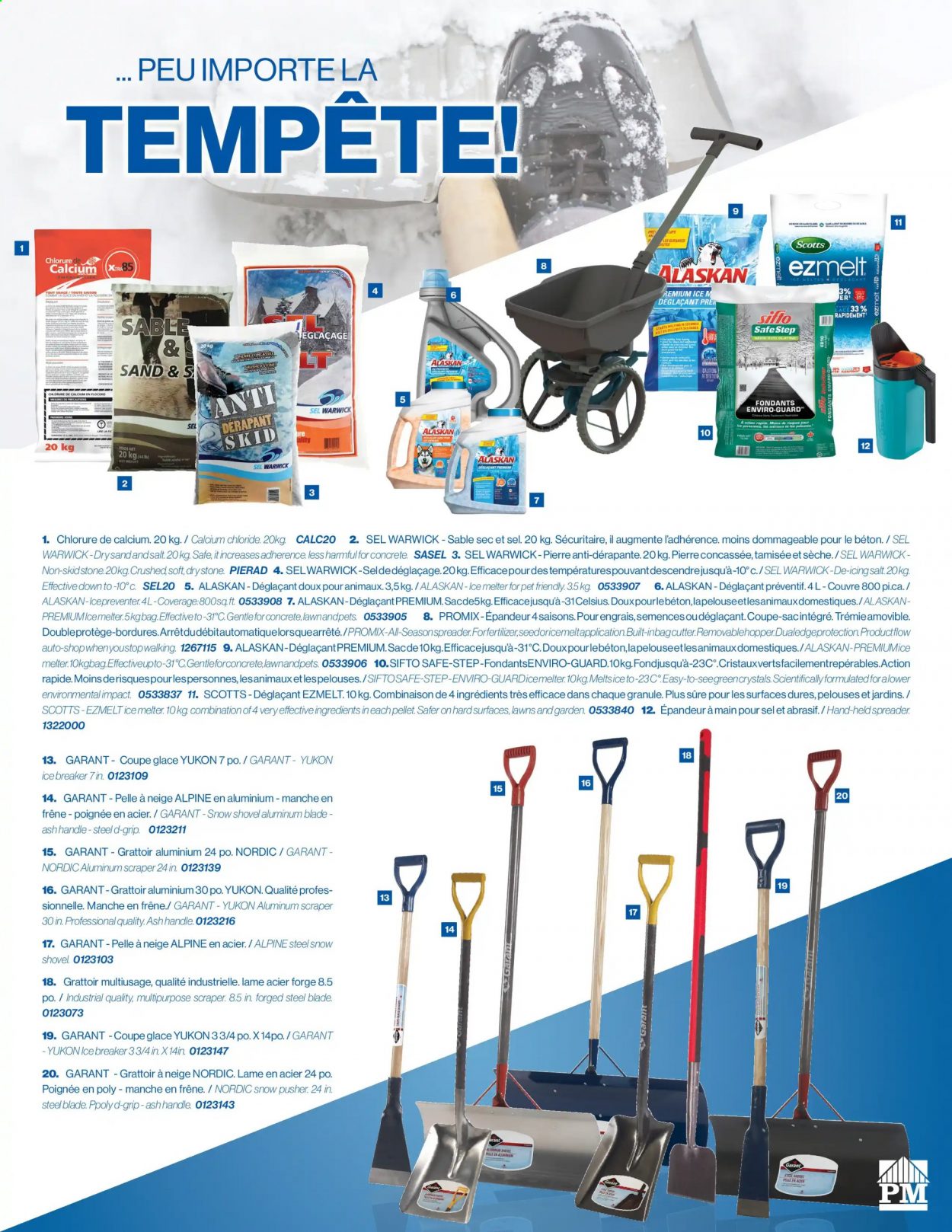 thumbnail - Patrick Morin Flyer - Sales products - spreader, shovel, snow shovel, ice melter. Page 4.