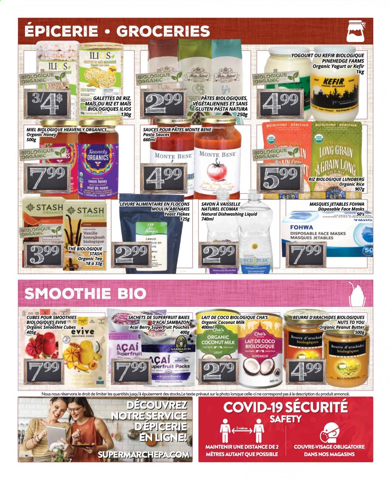 thumbnail - PA Nature Flyer - January 18, 2021 - January 31, 2021 - Sales products - pasta, yoghurt, organic yoghurt, kefir, yeast, coconut milk, rice, honey, peanut butter, smoothie. Page 2.
