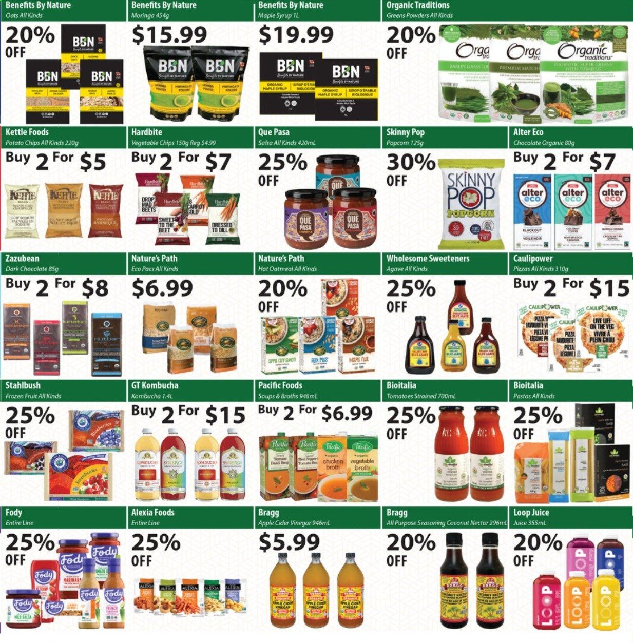 thumbnail - Healthy Planet Flyer - January 14, 2021 - February 10, 2021 - Sales products - chocolate, dark chocolate, potato chips, vegetable chips, Skinny Pop, oatmeal, oats, broth, dill, turmeric, spice, salsa, apple cider vinegar, maple syrup, syrup, juice, kombucha, Moringa. Page 5.