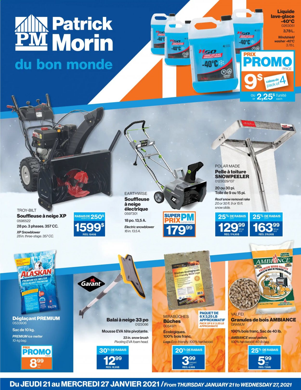 thumbnail - Patrick Morin Flyer - January 21, 2021 - January 27, 2021 - Sales products - brush, snow blower, ice melter. Page 1.