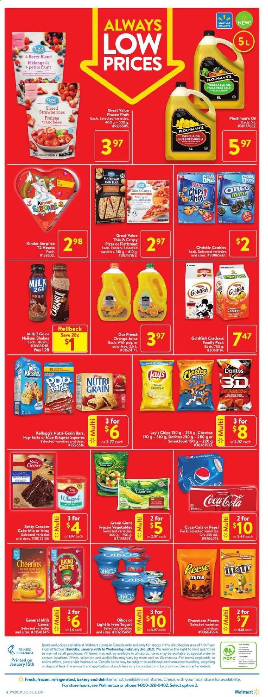 thumbnail - Circulaire Walmart - 28 Janvier 2021 - 03 Février 2021 - Produits soldés - cookies, chips, crackers, Lay’s, Pepsi, fraises, huile, Kellogg's, Always. Page 3.