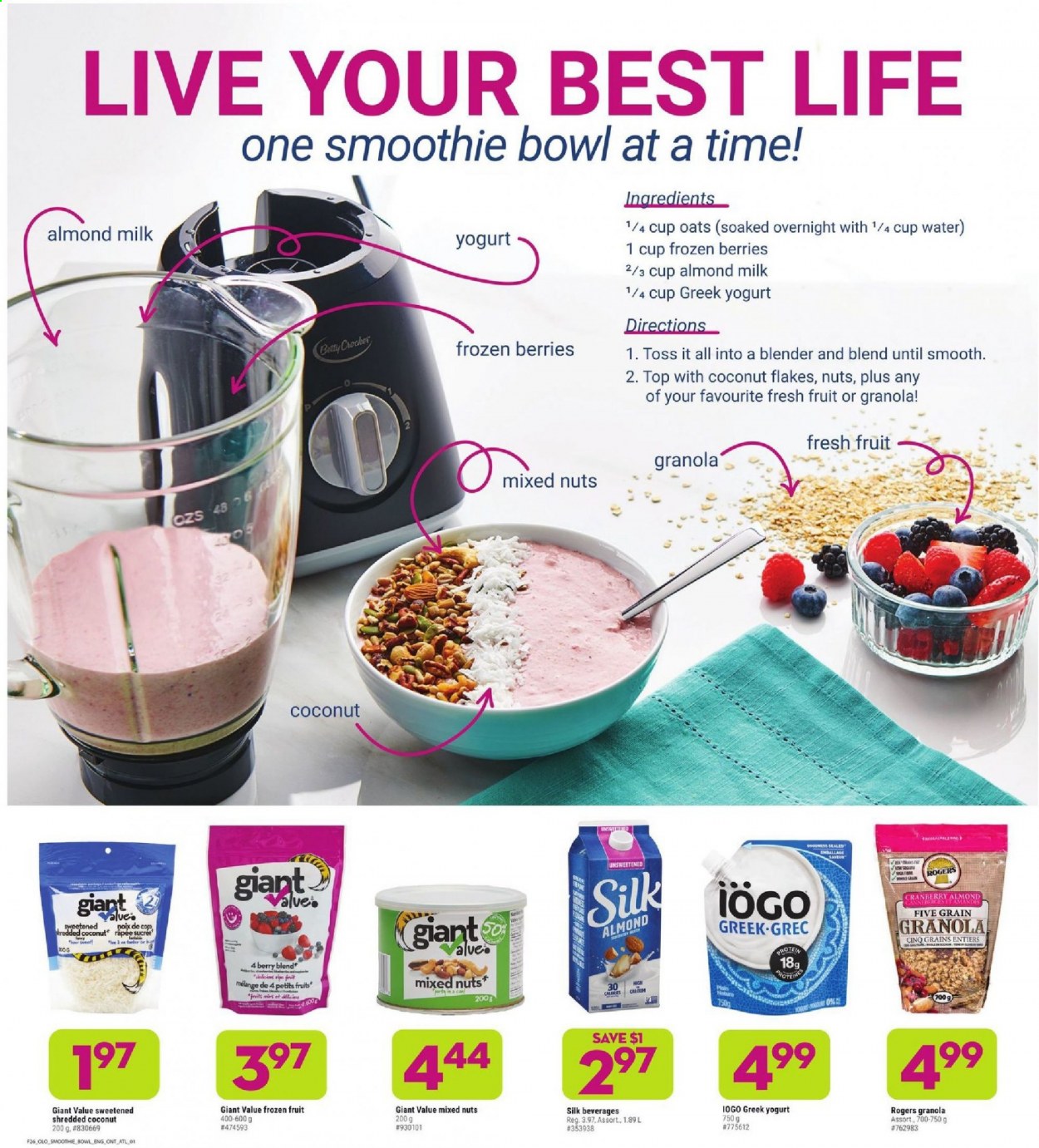 thumbnail - Giant Tiger Flyer - January 27, 2021 - February 02, 2021 - Sales products - almond milk, Silk, frozen berries, oats, flaked coconut, mixed nuts, shredded coconut, granola. Page 3.