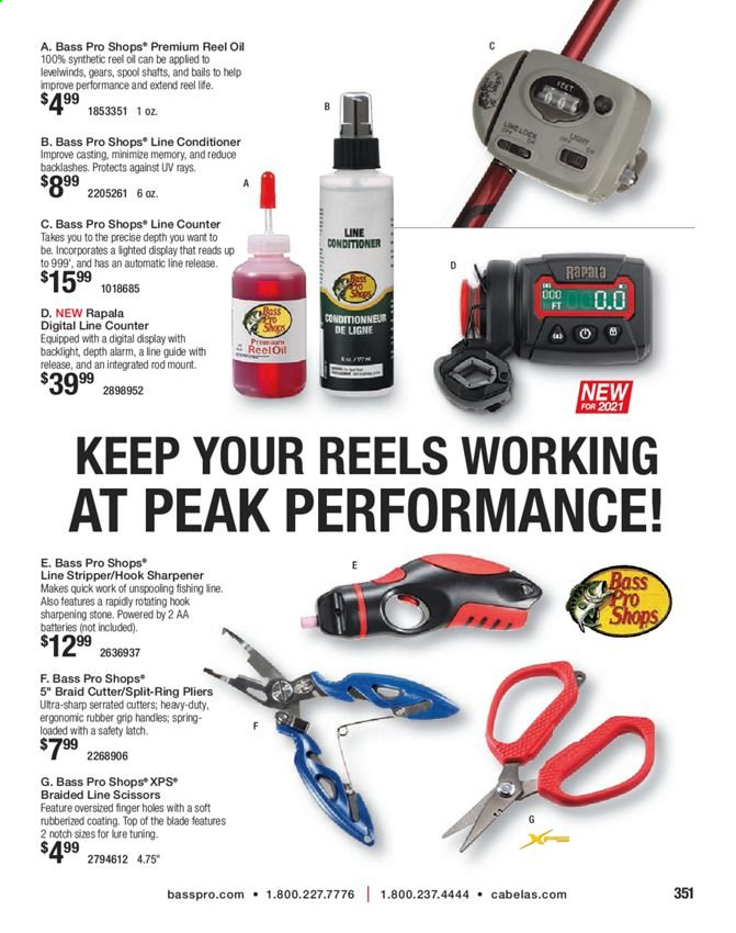 thumbnail - Bass Pro Shops Flyer - Sales products - alarm, Sharp, Bass Pro. Page 351.