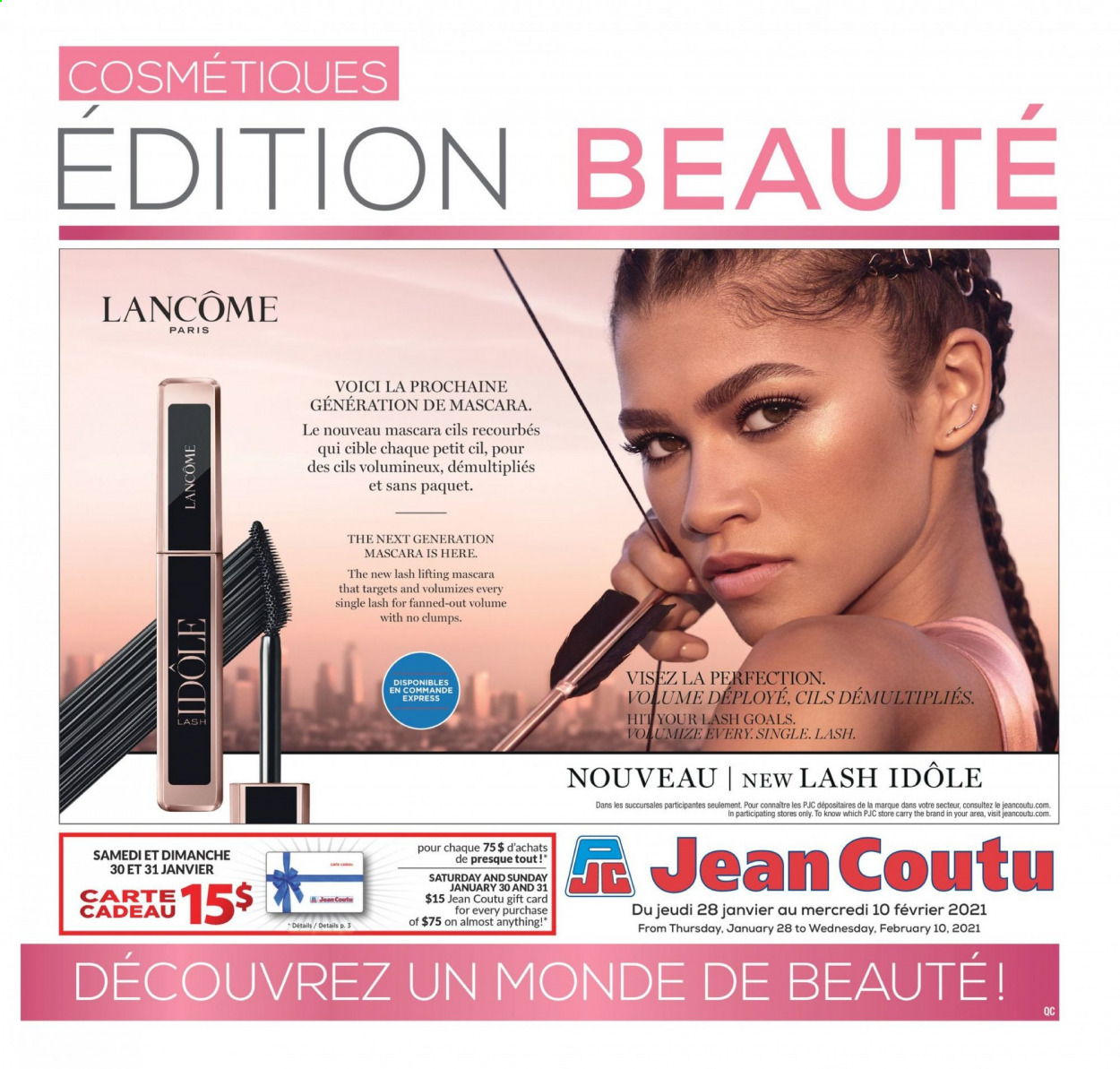 thumbnail - Jean Coutu Flyer - January 28, 2021 - February 10, 2021 - Sales products - Lancôme, mascara. Page 1.