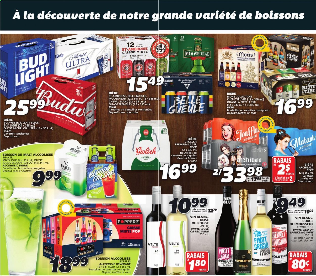 thumbnail - IGA Flyer - February 04, 2021 - February 10, 2021 - Sales products - Bella, Ola, malt, wine, Pinot Grigio, rosé wine, beer, Budweiser, Michelob, Bud Light, Grolsch, Lager, IPA. Page 3.