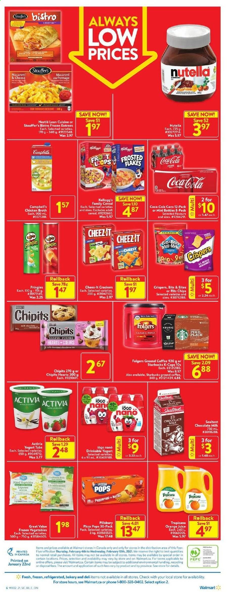 thumbnail - Circulaire Walmart - 04 Février 2021 - 10 Février 2021 - Produits soldés - Nestlé, chips, crackers, Pringles, Activia, Kellogg's, Tropicana, Always, Nutella. Page 2.