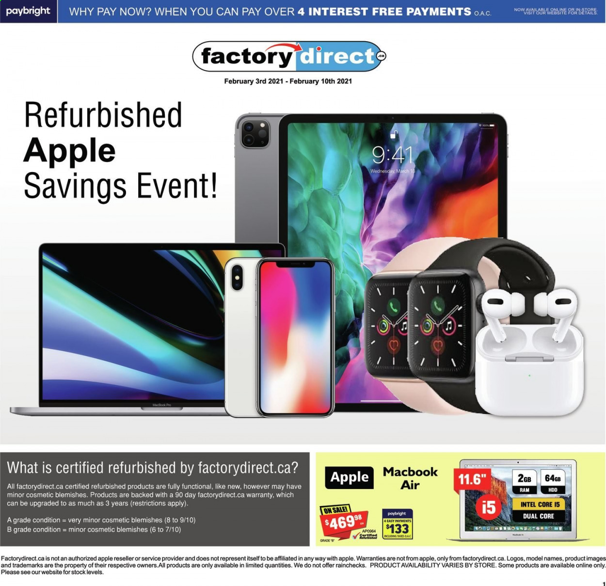 thumbnail - Factory Direct Flyer - February 03, 2021 - February 10, 2021 - Sales products - Intel, MacBook, MacBook Air. Page 1.