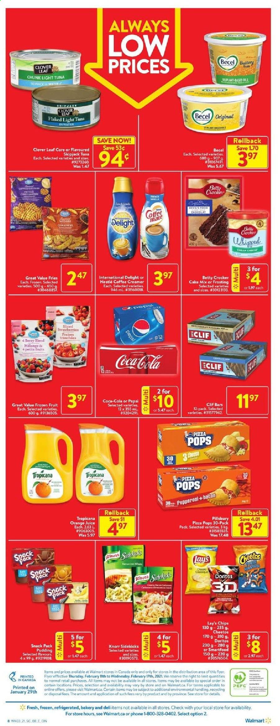 thumbnail - Circulaire Walmart - 11 Février 2021 - 17 Février 2021 - Produits soldés - Knorr, chocolat, Nestlé, chips, Lay’s, Pepsi, fraises, Tropicana, Always. Page 3.