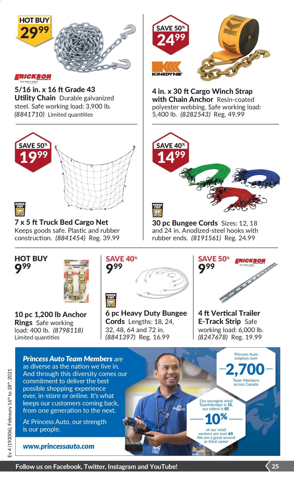 thumbnail - Princess Auto Flyer - February 16, 2021 - February 28, 2021 - Sales products - bungee cords, winch, trailer, strap, hook. Page 26.