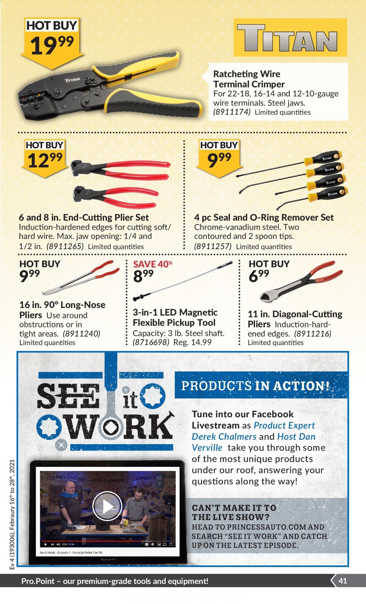 thumbnail - Princess Auto Flyer - February 16, 2021 - February 28, 2021 - Sales products - pliers, crimper. Page 42.