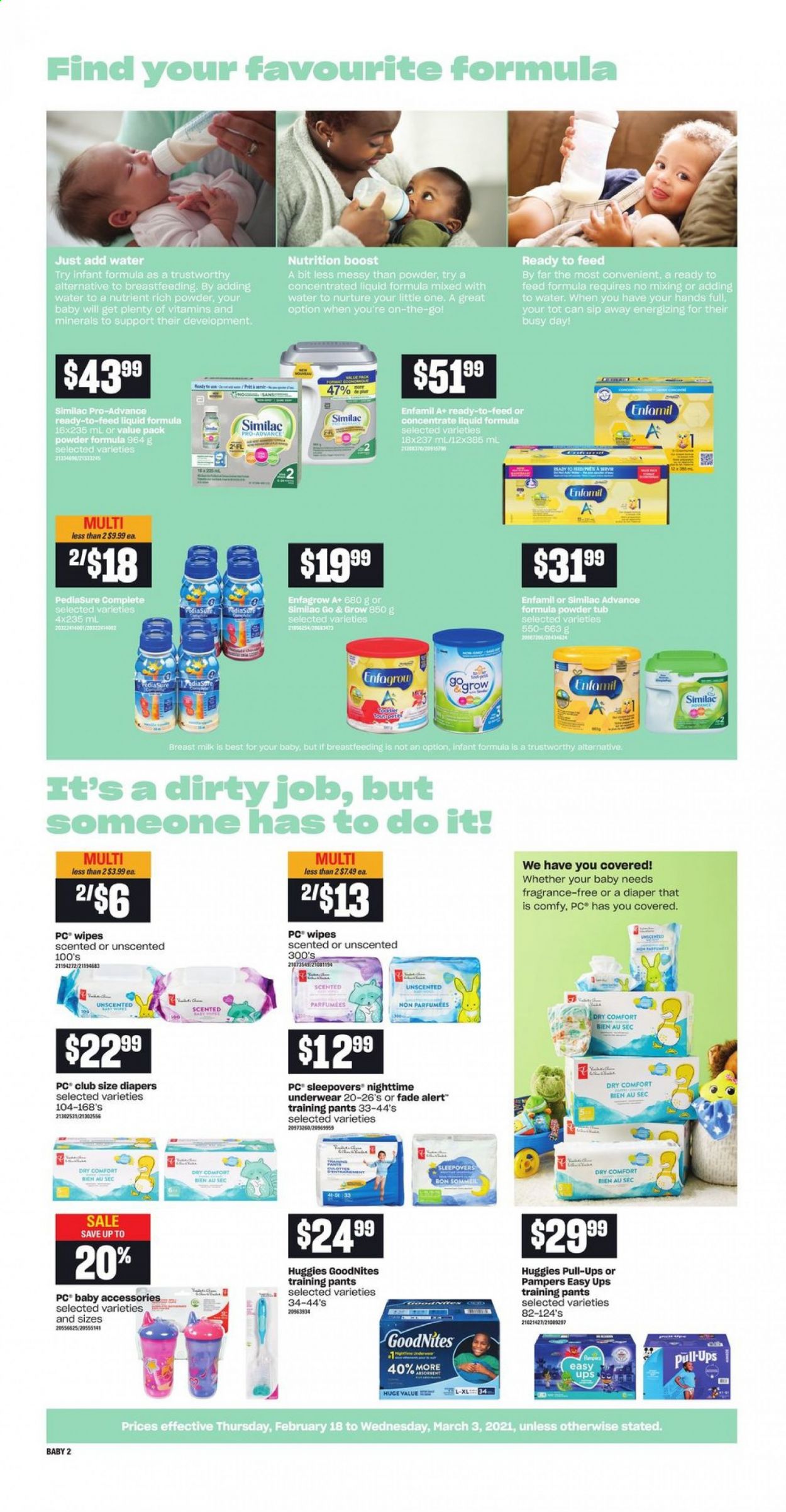 thumbnail - Atlantic Superstore Flyer - February 18, 2021 - March 03, 2021 - Sales products - Boost, Enfamil, Similac, wipes, pants, nappies, baby pants, Plenty, fragrance, Go!, Huggies, Pampers. Page 2.