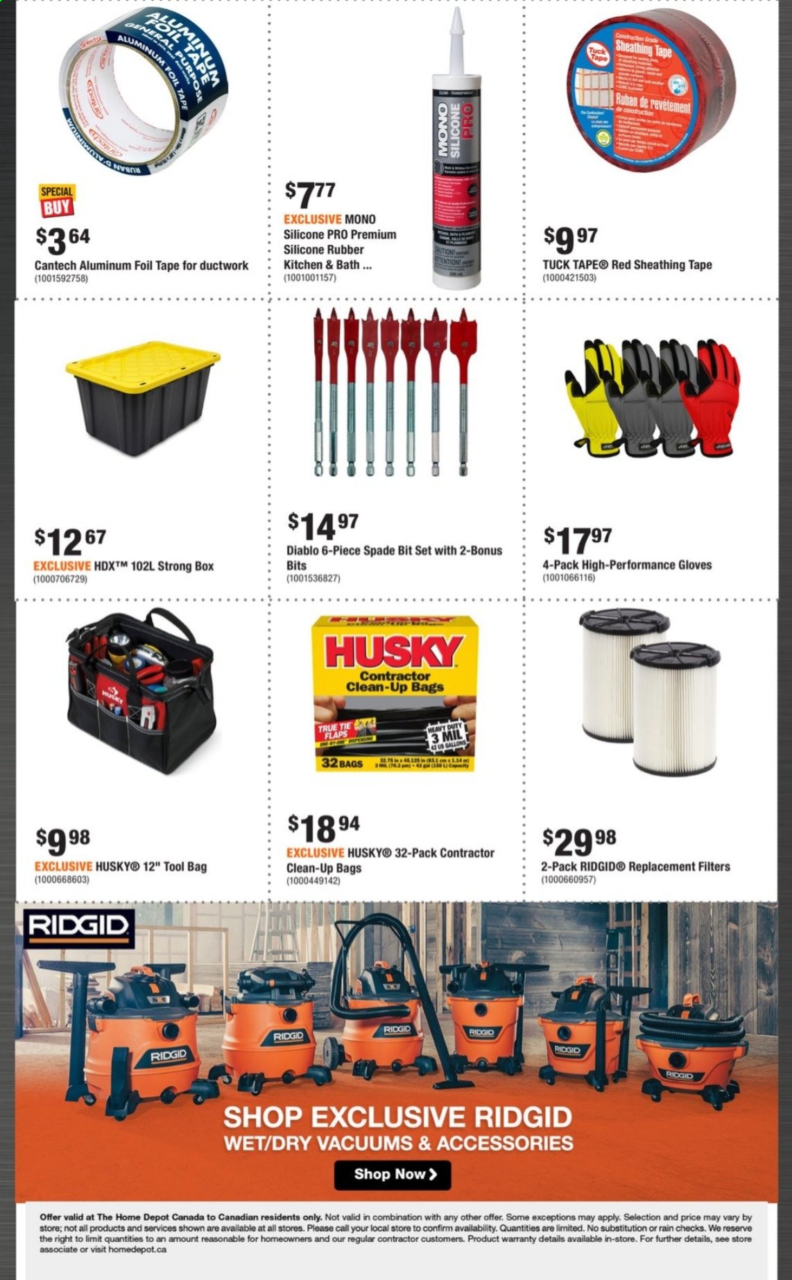 thumbnail - The Home Depot Flyer - February 18, 2021 - March 03, 2021 - Sales products - gloves, aluminium foil, bag, eraser, Ridgid, work gloves, tool bag. Page 5.