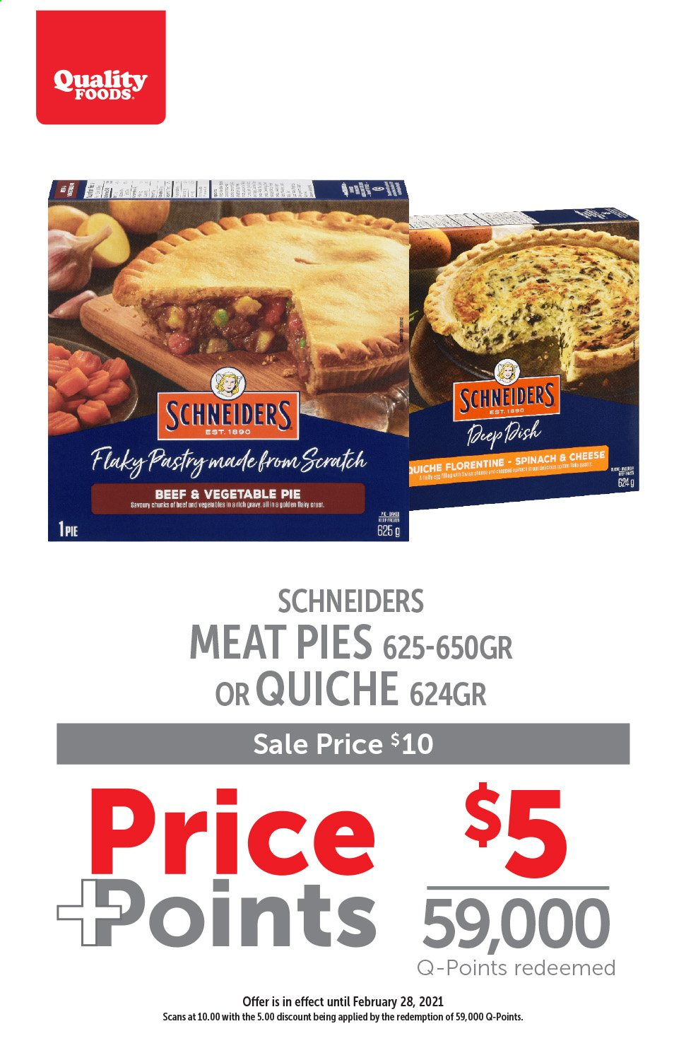 thumbnail - Quality Foods Flyer - February 22, 2021 - February 28, 2021 - Sales products - pie, quiche. Page 1.