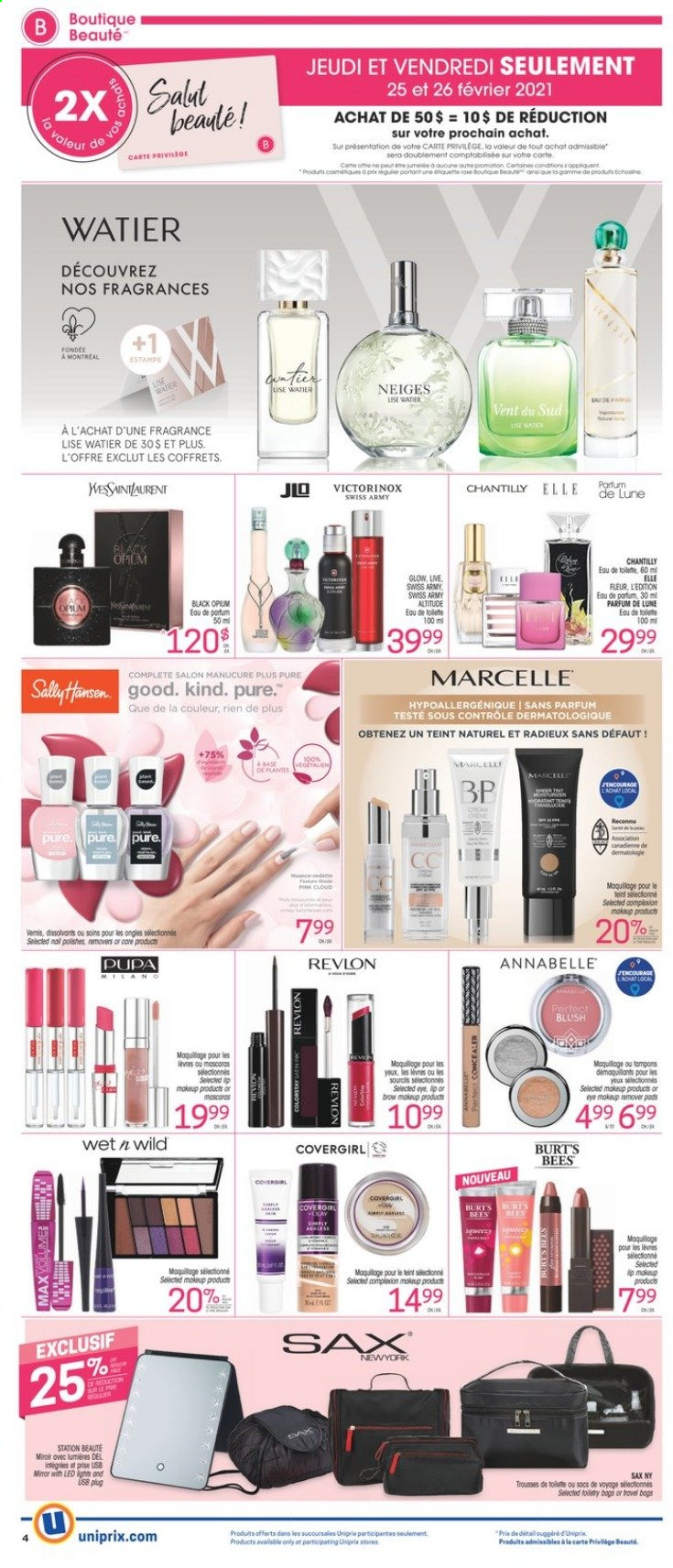 thumbnail - Uniprix Flyer - February 25, 2021 - March 03, 2021 - Sales products - L'Or, Olay, Revlon, fragrance, Sure. Page 4.