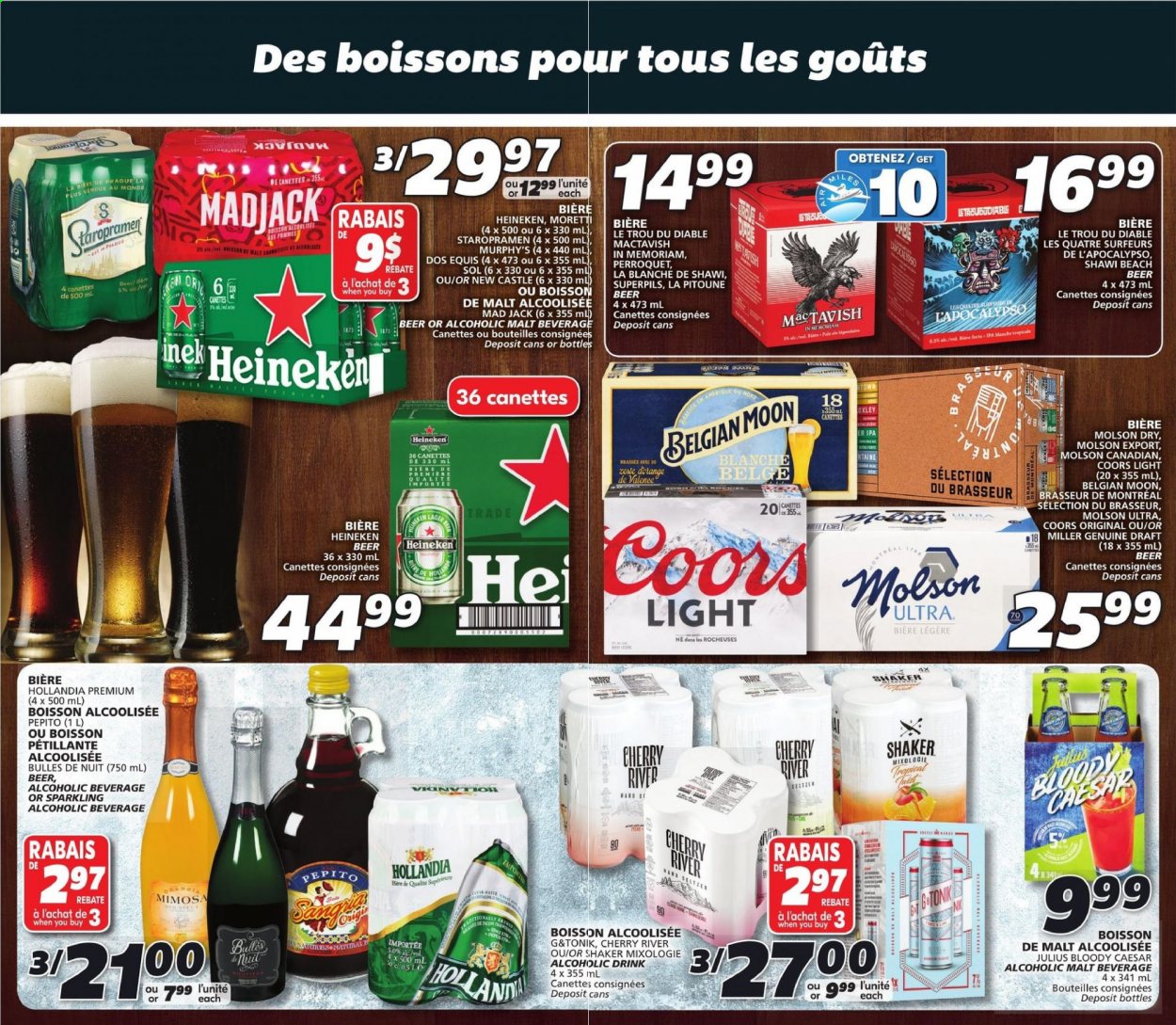 thumbnail - IGA Flyer - February 25, 2021 - March 03, 2021 - Sales products - cherries, malt, beer, Coors, Dos Equis, Heineken, Miller, Sol, Castle, IPA. Page 4.