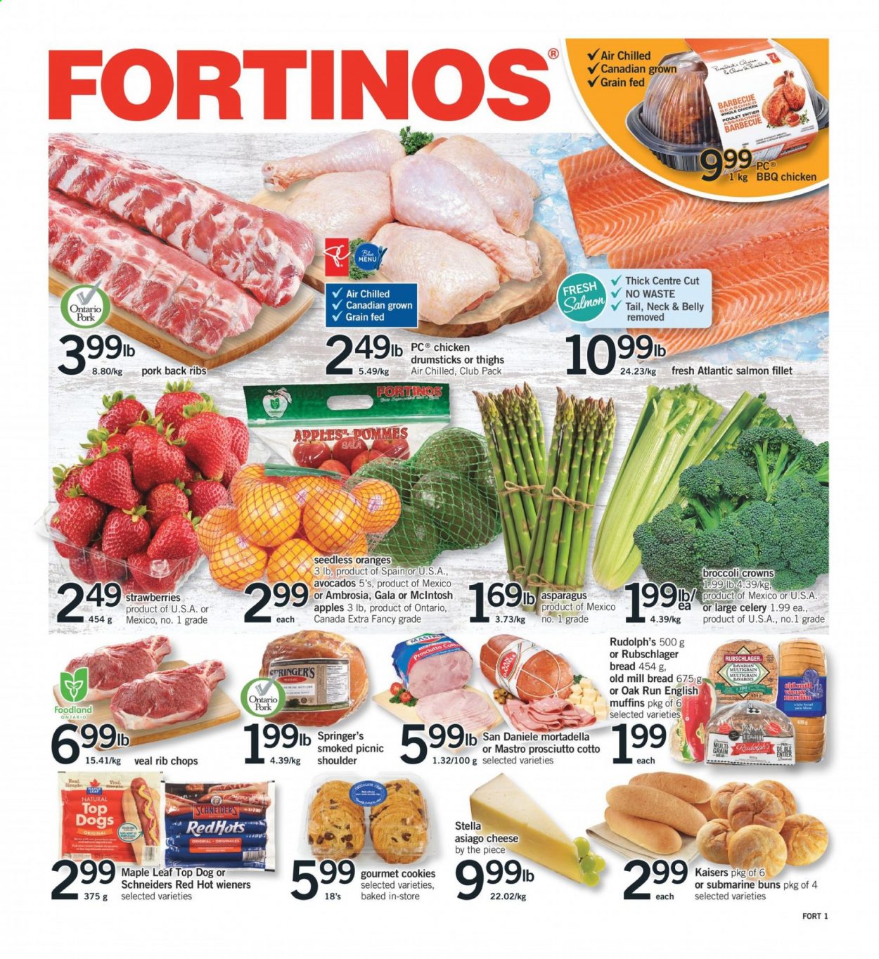 thumbnail - Circulaire Fortinos - 25 Février 2021 - 03 Mars 2021 - Produits soldés - pommes, oranges, poulet, viande de poulet, cookies, barbecue. Page 1.