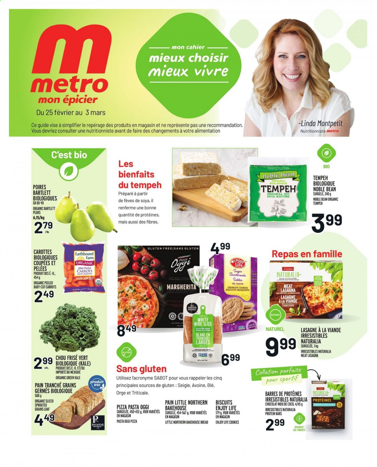 thumbnail - Metro Flyer - February 25, 2021 - March 03, 2021 - Sales products - bread, carrots, kale, Bartlett pears, pears, pizza, pasta, lasagna meal, cookies, Mars, biscuit, sugar, protein bar, PREMIERE. Page 1.