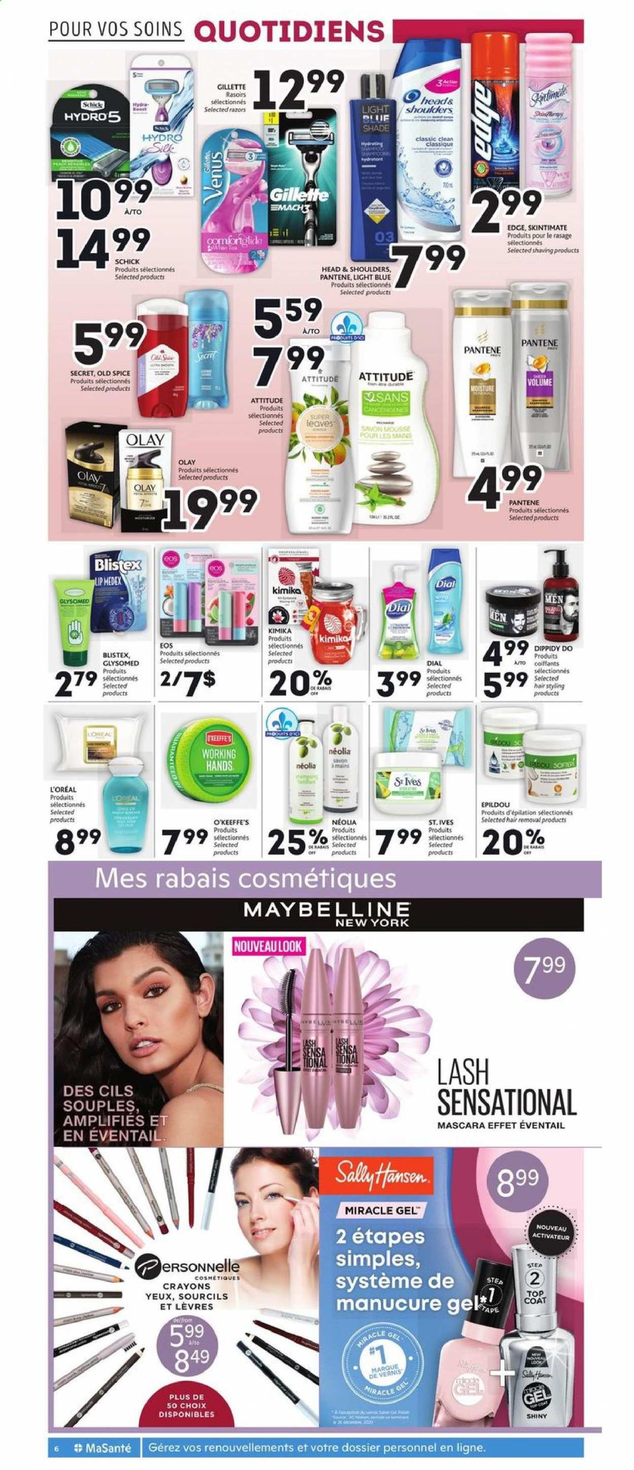 thumbnail - Brunet Flyer - February 25, 2021 - March 03, 2021 - Sales products - Dial, L’Oréal, Olay, Schick, hair removal, top coat, Gillette, mascara, Maybelline, Head & Shoulders, Pantene, Old Spice. Page 4.