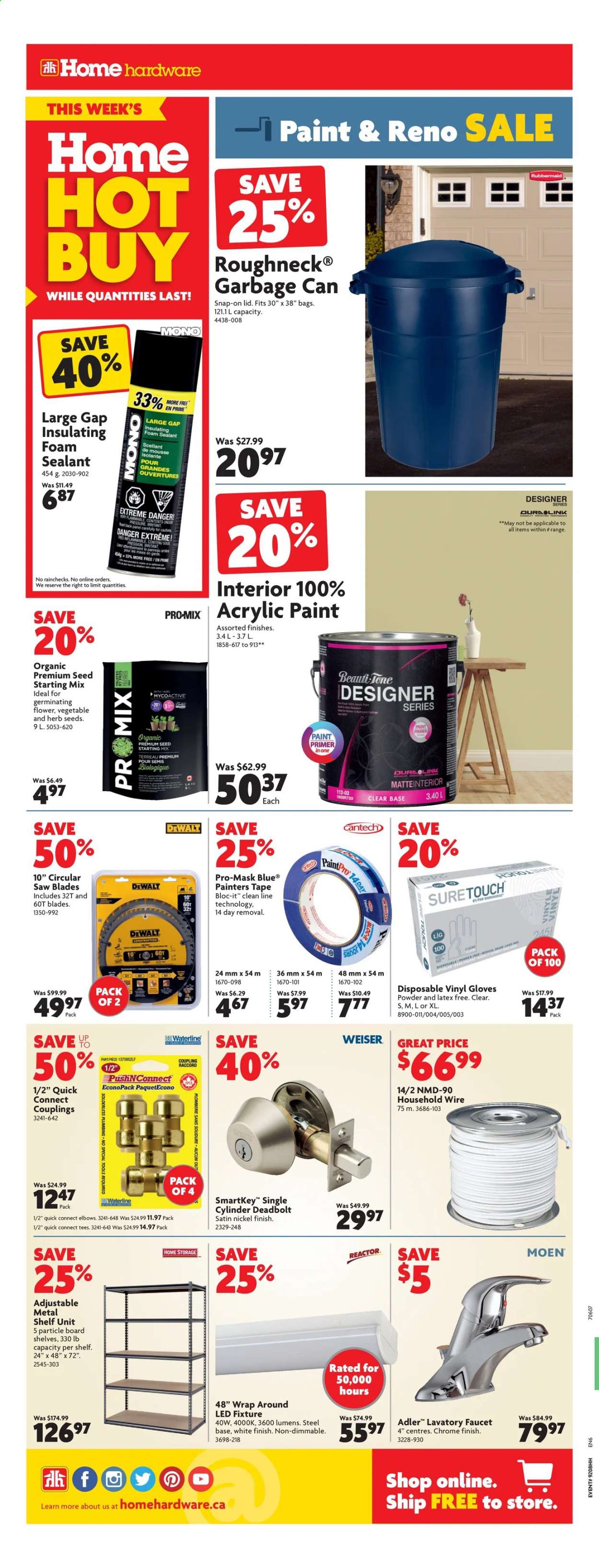 thumbnail - Home Hardware Flyer - February 25, 2021 - March 03, 2021 - Sales products - shelf unit, faucet, foam sealant, paint, DeWALT, circular saw blade, plant seeds, herbs, seed starting mix, bag. Page 2.