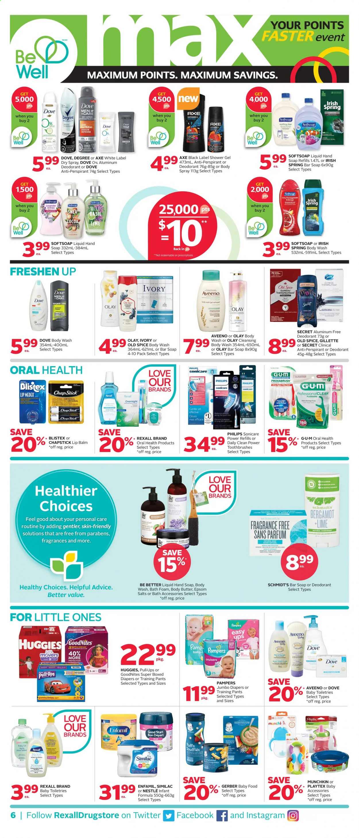 thumbnail - Circulaire Rexall - 26 Février 2021 - 04 Mars 2021 - Produits soldés - Nestlé, Axe, déodorant, shampooing, Dove, Gillette, Huggies, Old Spice, Pampers, Sonicare. Page 6.