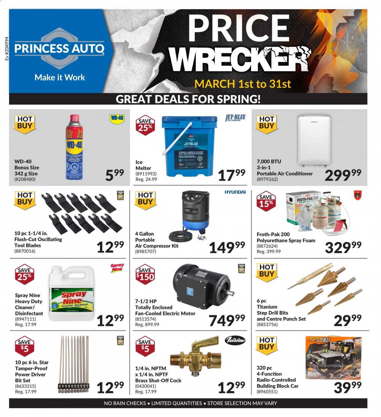 thumbnail - Princess Auto Flyer - March 01, 2021 - March 31, 2021 - Sales products - WD-40, air compressor, ice melter, cleaner, radio. Page 1.