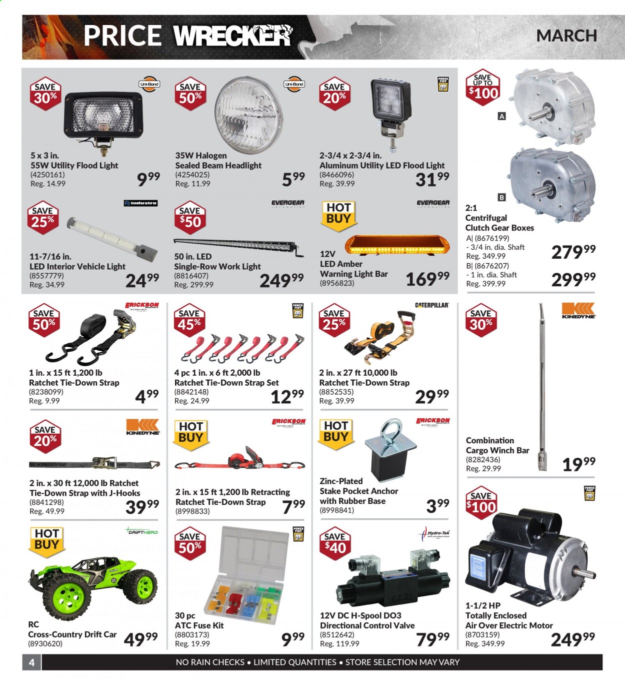 thumbnail - Princess Auto Flyer - March 01, 2021 - March 31, 2021 - Sales products - headlamp, work light, winch, vehicle, strap, hook, floodlight. Page 4.
