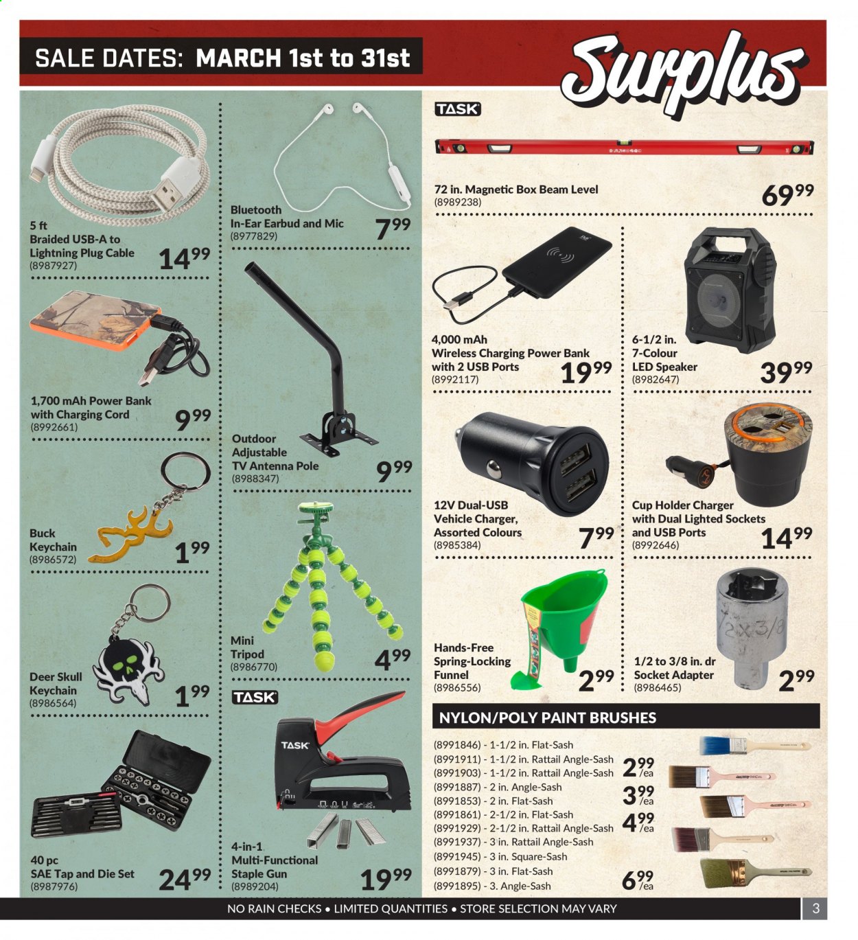 thumbnail - Princess Auto Flyer - March 01, 2021 - March 31, 2021 - Sales products - vehicle, tripod, paint brush, socket. Page 3.