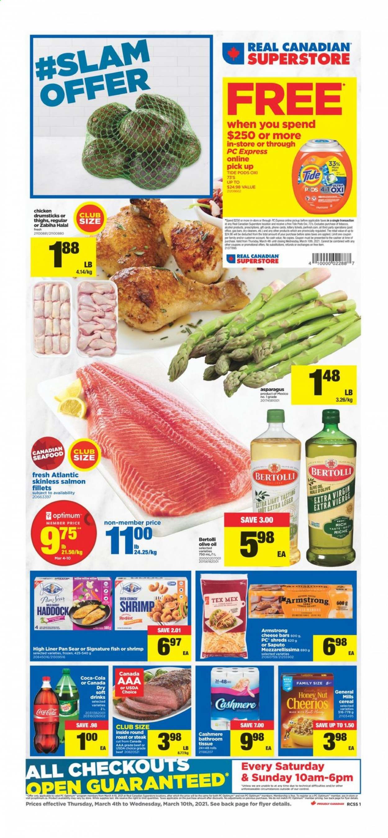 thumbnail - Circulaire Real Canadian Superstore - 04 Mars 2021 - 10 Mars 2021 - Produits soldés - Coca-Cola, cahier, steak, haddock. Page 1.