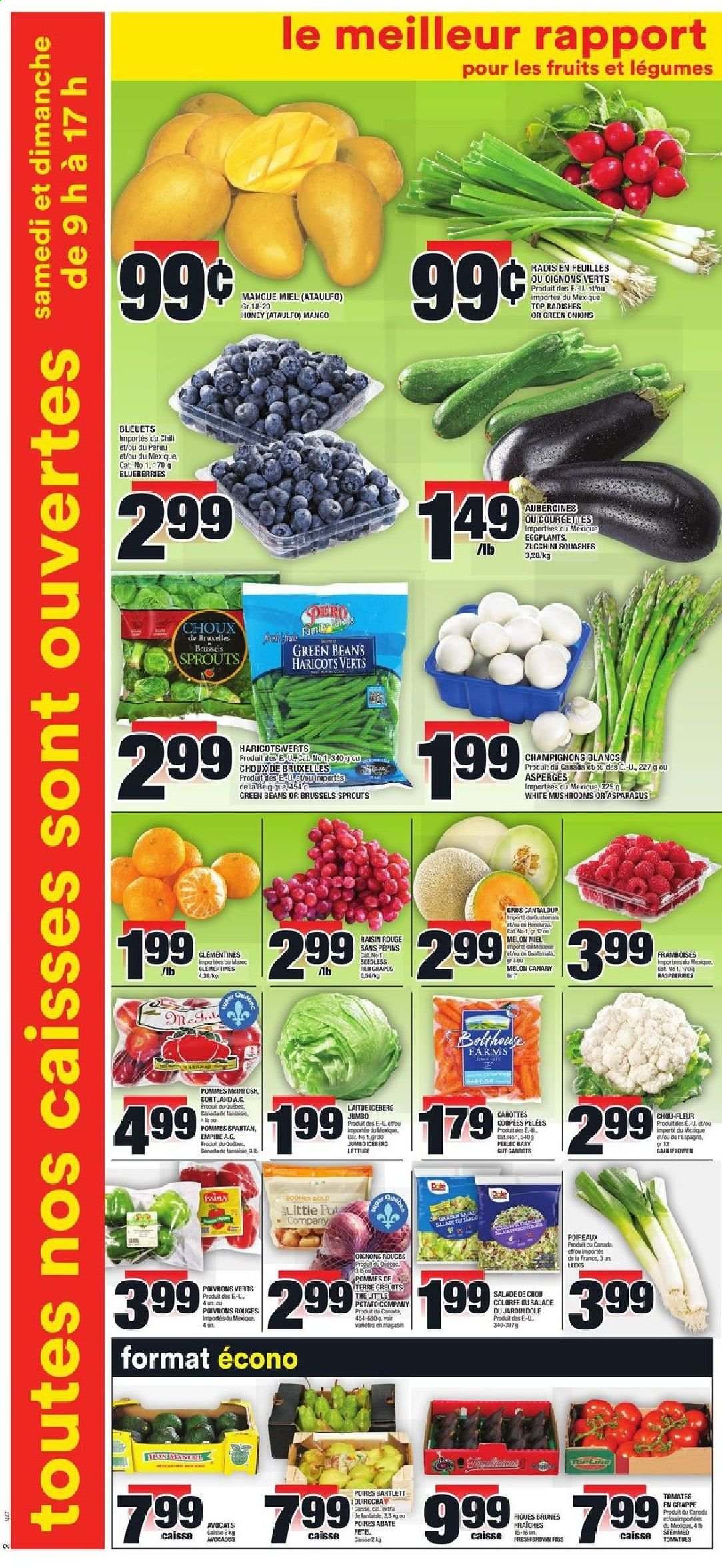 thumbnail - Super C Flyer - March 04, 2021 - March 10, 2021 - Sales products - mushrooms, asparagus, beans, carrots, cauliflower, green beans, radishes, tomatoes, zucchini, lettuce, salad, Dole, eggplant, brussel sprouts, green onion, avocado, blueberries, clementines, figs, grapes, mango, melons, honey. Page 3.
