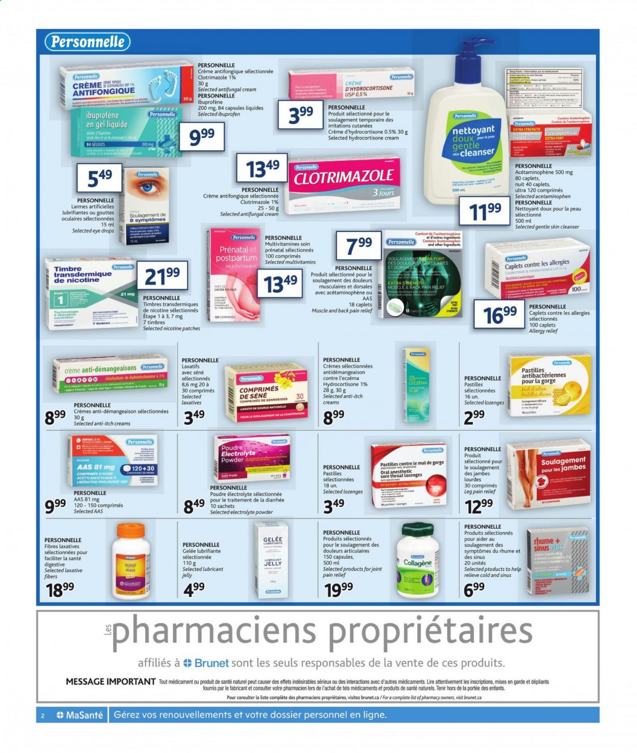 thumbnail - Brunet Flyer - March 11, 2021 - March 24, 2021 - Sales products - cleanser, lubricant, pain relief, multivitamin, Ibuprofen, Prenatal, eye drops, laxative, allergy relief. Page 2.