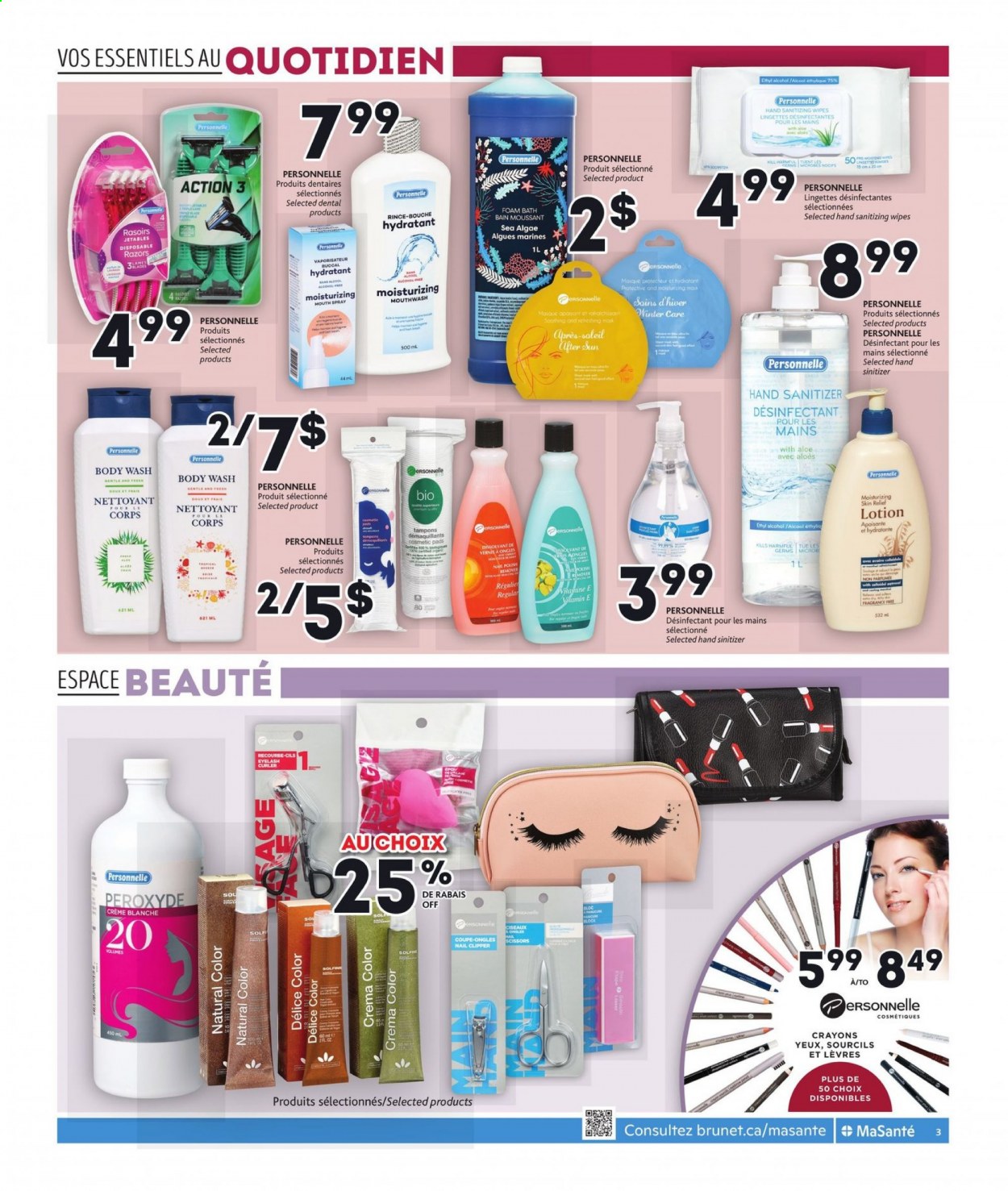 thumbnail - Brunet Flyer - March 11, 2021 - March 24, 2021 - Sales products - wipes, antiseptic wipes, body wash, bath foam, mouthwash, tampons, body lotion, fragrance, disposable razor, hand sanitizer. Page 3.