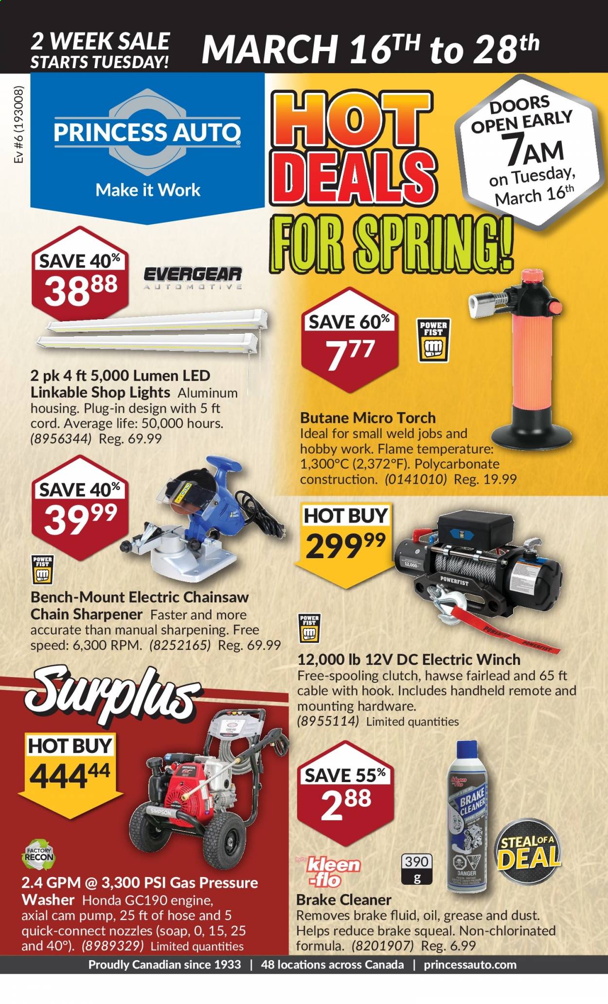 thumbnail - Princess Auto Flyer - March 16, 2021 - March 28, 2021 - Sales products - pressure washer, brake cleaner, cleaner, brake fluid, chain saw, pump. Page 1.
