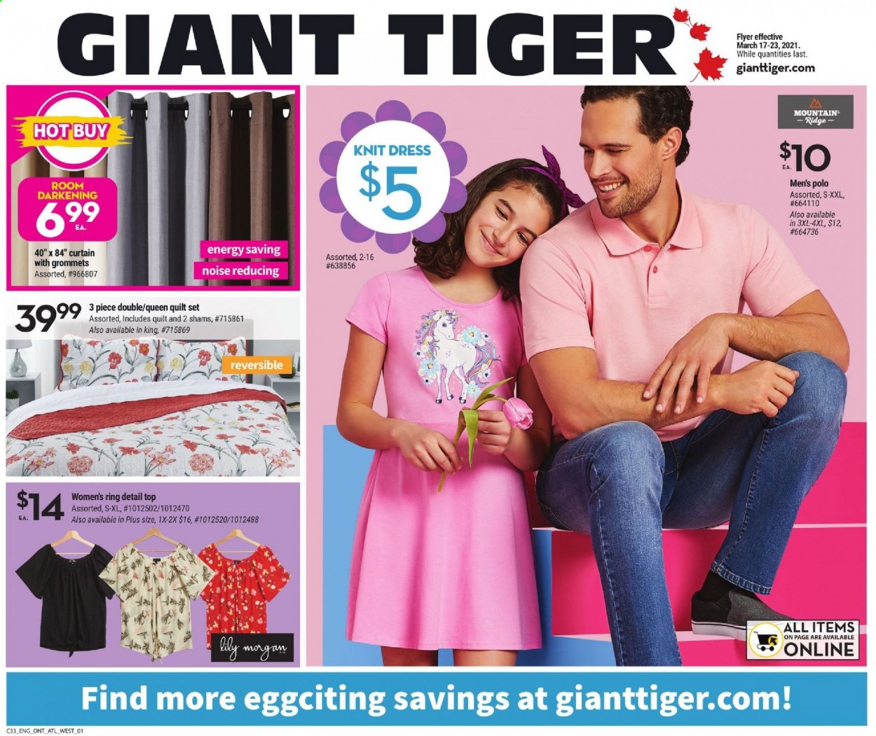 thumbnail - Giant Tiger Flyer - March 17, 2021 - March 23, 2021 - Sales products - quilt, curtain, dress. Page 4.