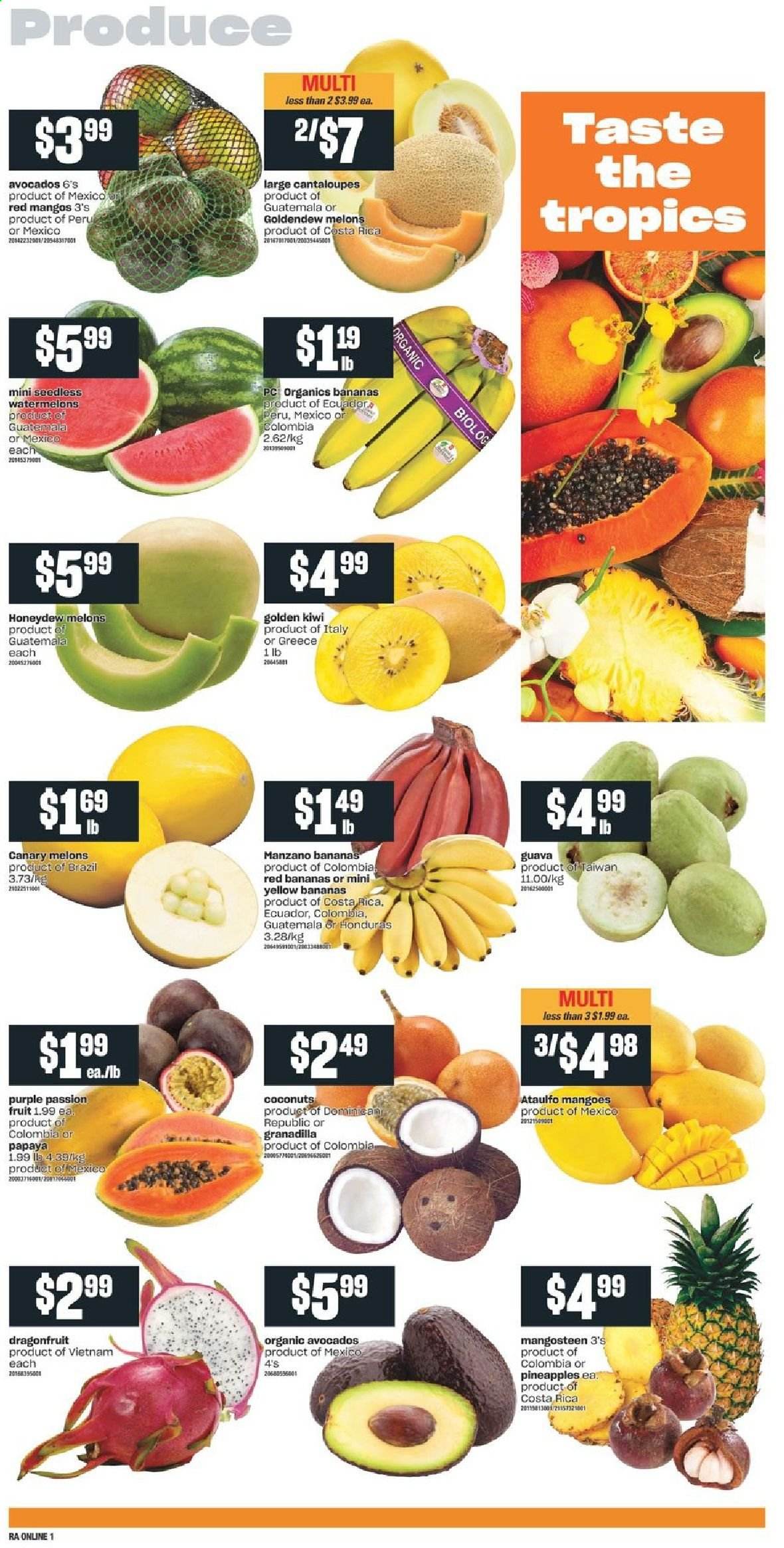 thumbnail - Atlantic Superstore Flyer - March 18, 2021 - March 24, 2021 - Sales products - cantaloupe, avocado, bananas, guava, honeydew, pineapple, coconut, melons, kiwi. Page 4.