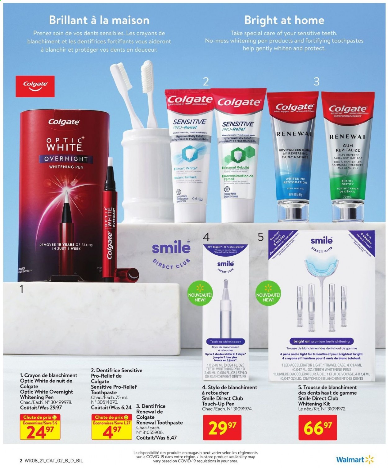 thumbnail - Walmart Flyer - March 18, 2021 - April 14, 2021 - Sales products - toothpaste, shades, pen. Page 2.