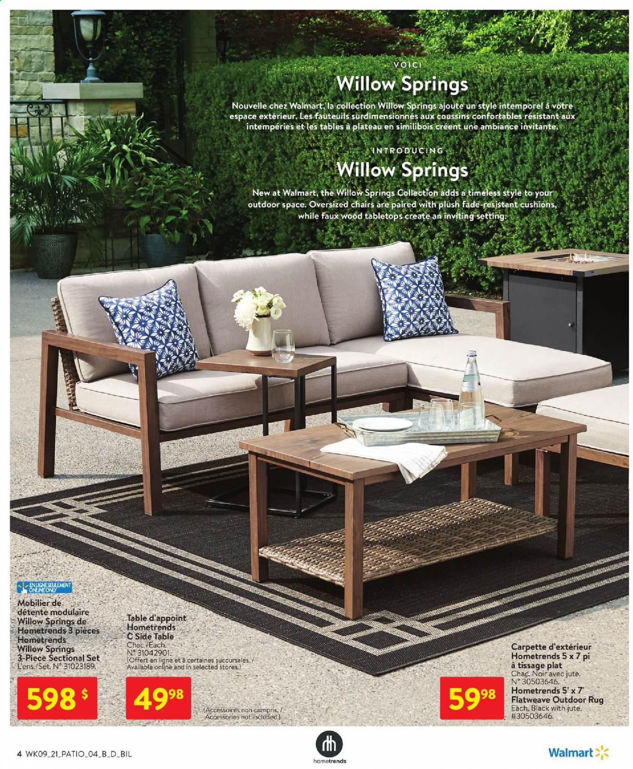 thumbnail - Walmart Flyer - March 18, 2021 - April 21, 2021 - Sales products - cushion, table, chair, 3-piece sectional, sidetable. Page 4.