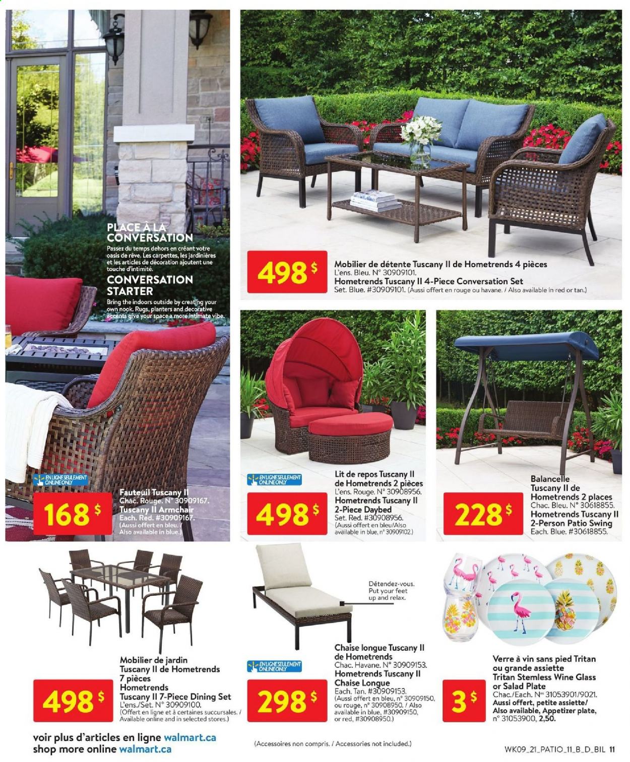 thumbnail - Circulaire Walmart - 18 Mars 2021 - 21 Avril 2021 - Produits soldés - Oasis, vin, fauteuil, chaise, chaise longue. Page 11.