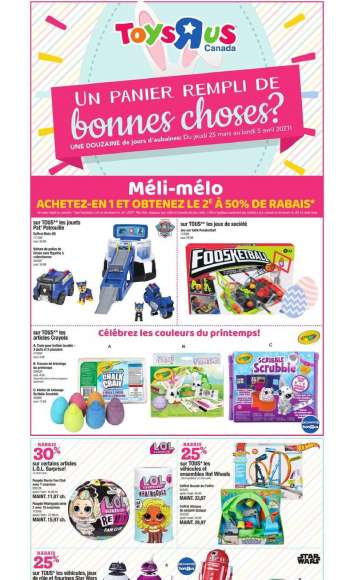 Circulaire Toys''R''Us - 25 Mars 2021 - 05 Avril 2021.