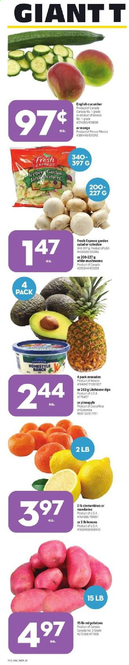 thumbnail - Giant Tiger Flyer - March 31, 2021 - April 06, 2021 - Sales products - mushrooms, potatoes, red potatoes, avocado, clementines, mandarines, lemons, coleslaw. Page 15.